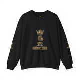 Crewneck Sweatshirt — "God Money Power" Crown & Coin Graphic
