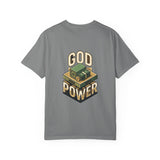 God Power T-Shirt — Faith Graphic Tee with Vintage Tank Illustration