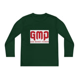 God Money Power (GMP) Youth Long Sleeve Tee — Red Logo Athletic Shirt
