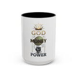 God Money Power Accent Coffee Mug — Inspirational Faith & Wealth Design (11/15 oz)