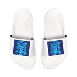 Men's Slide Sandals with Blue Floral Crest Design