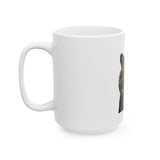 Tiger Face Ceramic Mug - "God Money Power" Inspirational Coffee Cup (11oz, 15oz)