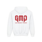 Youth Hoodie - GMP (God Money Power) Bold Red Graphic