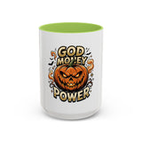God Money Power- Pumpkin Coffee Mug — Halloween Accent Mug (11/15oz)