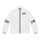 God Money Power Puffer Jacket — Men's White Logo Puffer
