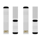Gold Monogram Sublimation Socks — Custom Initial 'GP' Crew Socks