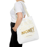 Inspirational Faith Tote Bag — "Put God First, Hustle for the Money" All-Over Print