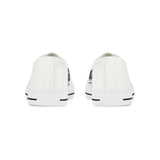 God Money Power-Men's Low Top Sneakers — White Canvas with 'GMP' Bold Side Logo