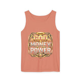God Money Power Tank Top — Bold Gold Faith & Hustle Graphic