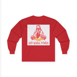 Long Sleeve Tee — "God Money Power" Graphic Boxing Buddha Design