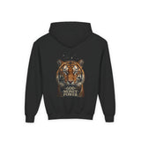 Tiger 'God Money Power' Youth Hoodie — Bold Graphic Pullover for Kids