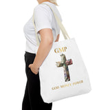 GMP 'God Money Power' Floral Cross Tote Bag