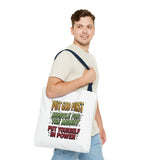 Inspirational Gospel Tote Bag — "Put God First, Hustle for the Money, Put Yourself in Power"