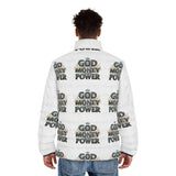 God Money Power Puffer Jacket — Graphic All-Over Print Men's Jacket