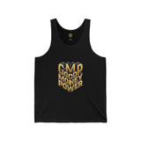 Good Money Power Tank Top — Retro 3D Gold Typography Muscle Tee