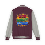 Letterman Jacket — "God Money Power" Retro Graphic Varsity Jacket