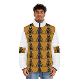 Men's Puffer Jacket — Vintage Monk Pattern All-Over Print