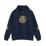 God Money Power Hoodie – Gold Globe Graphic Religious Streetwear