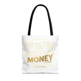 Inspirational Faith Tote Bag — "Put God First, Hustle for the Money" All-Over Print