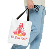 God Money Power Tote Bag — Bold Graphic Religious Streetwear Tote
