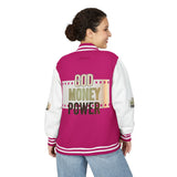 Letterman Jacket — 'God Money Power' Retro Varsity Jacket