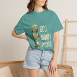 T-Shirt — GVMP Gold Graphic: "God Money Power" Statement Tee