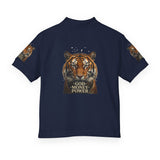 Youth Polo Shirt - Tiger Graphic "God • Money • Power"