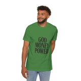 God Money Power T-Shirt — Bold Typography Faith & Hustle Tee