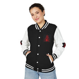 Letterman Jacket — Gothic Nun "I Feel No Pain" Red & White Varsity Jacket