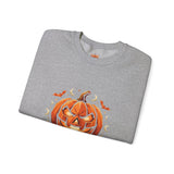 Halloween Pumpkin Crewneck Sweatshirt- “God Money Power” — Jack-O'-Lantern Graphic