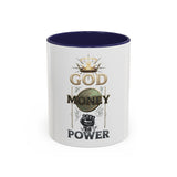 God Money Power Accent Coffee Mug — Inspirational Faith & Wealth Design (11/15 oz)