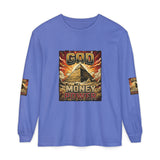 Long Sleeve T‑Shirt — "God Money Power" Pyramid Graphic
