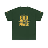 GMP "God Money Power" Tee - Gold Logo Graphic T-Shirt