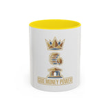 Accent Coffee Mug — "God Money Power" Crown & Wealth Icon Ceramic Mug (11/15oz)