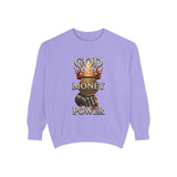 Sweatshirt — 'God Money Power' Crown & Fist Graphic Crewneck
