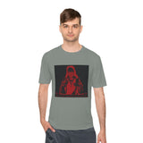 Red Prayer Graphic Tee — Retro Gothic Nun Illustration Moisture-Wicking Shirt