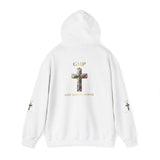 God Moves in Mysterious Ways Cross Hoodie — Floral Cross Religious Pullover
