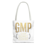 GMP Tote Bag - "God Money Power" Gold Lettering Inspirational Canvas Tote