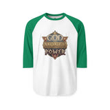 God, Money, Power Raglan Shirt — Christian Faith & Hustle Baseball Tee