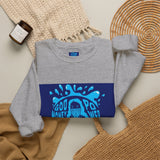Crewneck Sweatshirt — 'God Money Power' Blue Graphic Pullover