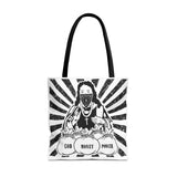 Iconic Madonna Tote Bag — 'God Money Power' Graphic All-Over Print