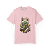 God Power T-Shirt — Faith Graphic Tee with Vintage Tank Illustration