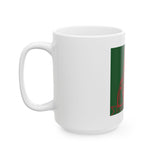 Religious Icon Graphic Mug — 'God Money Power' Red on Green Ceramic Coffee Cup (11oz/15oz)