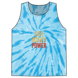 Tie-Dye Tank Top — "God Money Power" Spiritual Graphic Summer Top