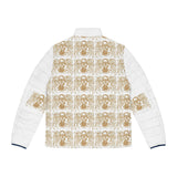 Vintage Portrait Pattern Puffer Jacket