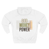 God Money Power Hoodie — Three-Panel Fleece Graphic Hoodie