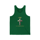 GMP Cross Tank Top — "God Money Power" Floral Cross Spiritual Graphic Tank