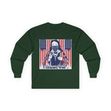Long Sleeve Tee - Patriotic Bandana Mask Design with 'God, Money & Power' Graphic