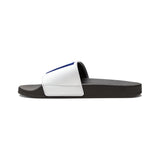Men's Slide Sandals with Blue Floral Crest Design