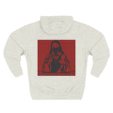 Three-Panel Fleece Hoodie — Red Icon Jesus Graphic Hoodie (I Don't Want Power Text)